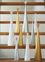 Juletræ Creased cone guld, sølv og hvid på trappe - Tinashjem
